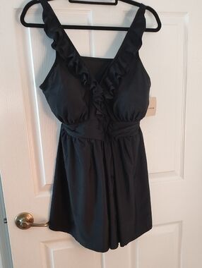 BloomChic Black Ruffle V-Neck Mini Dress